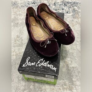 SAM EDELMAN Felicia Flat Velvet Purple Size 5